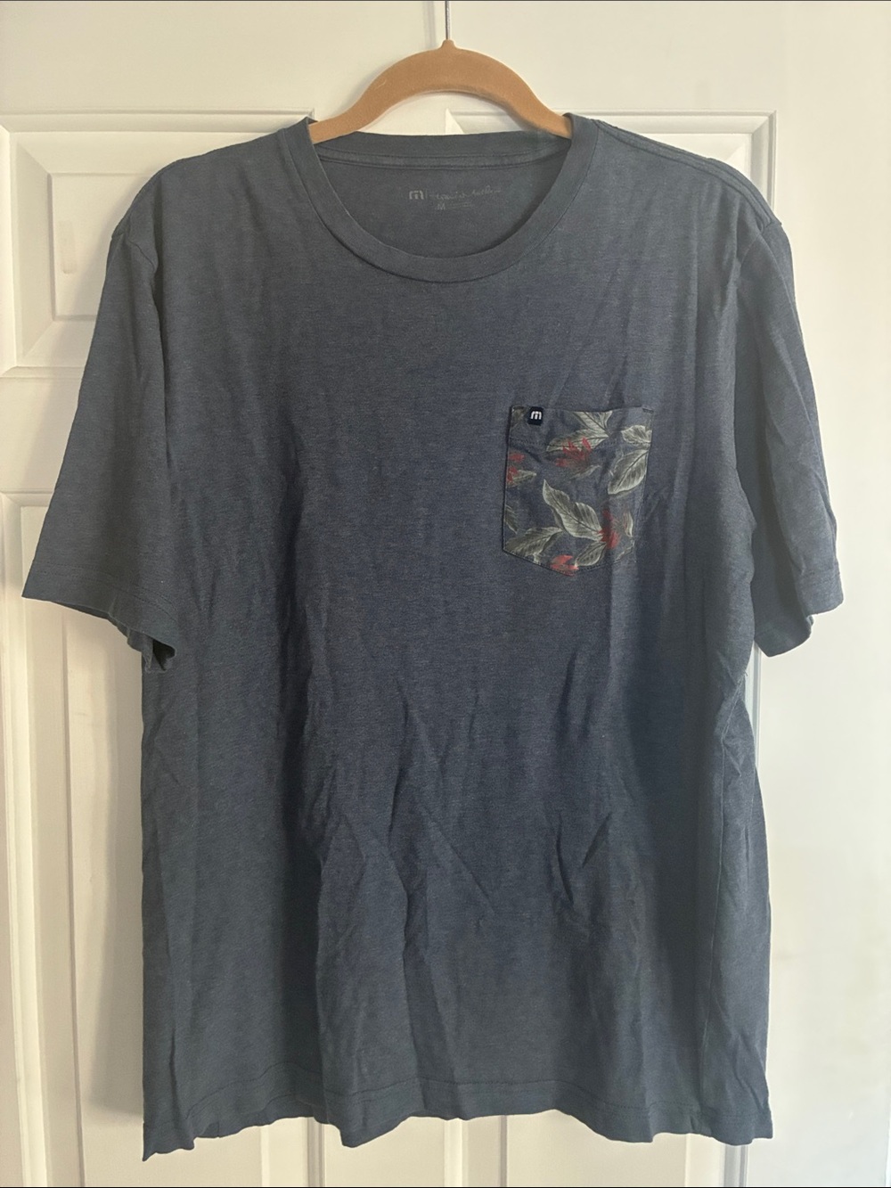 Travis Mathew Men's Navy Pocket T-Shirt with Patterned Accent